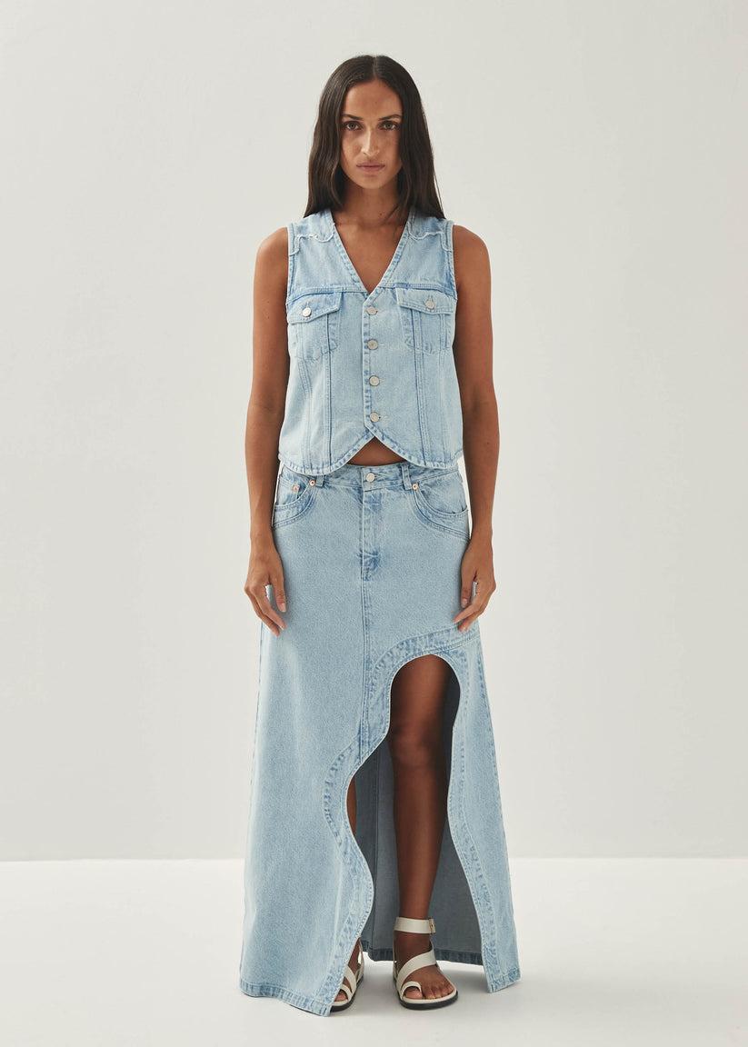 Alohas Carmina Falda de Tejido Denim Color Azul Claro