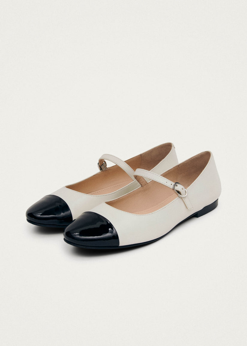 Alohas Musa Bicolor Black Cream Leather Ballet Flats