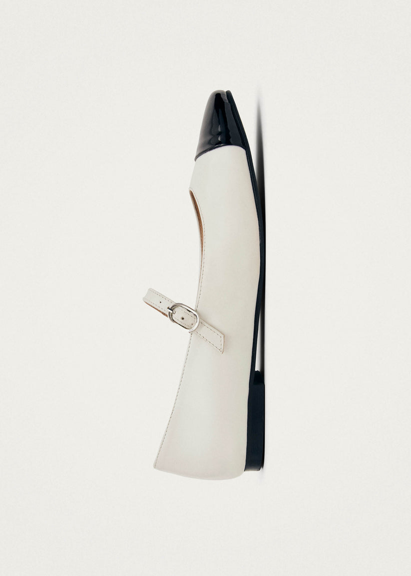 Alohas Musa Bicolor Black Cream Leather Ballet Flats