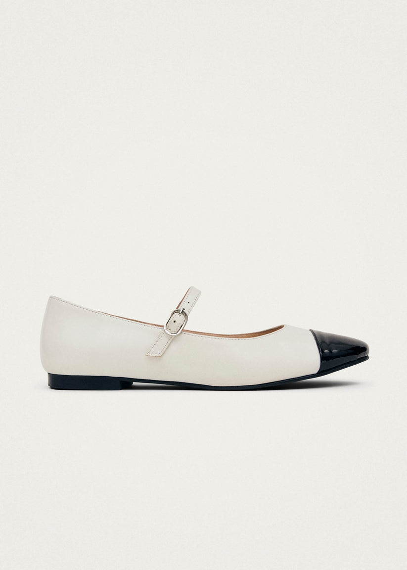 Alohas Musa Bicolor Black Cream Leather Ballet Flats