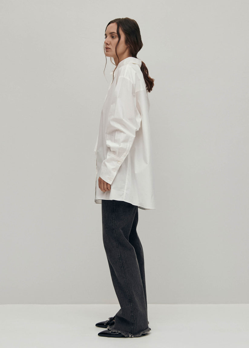 Alohas Sempe Camisa Blanca De Algodón Con Lazo Al Cuello