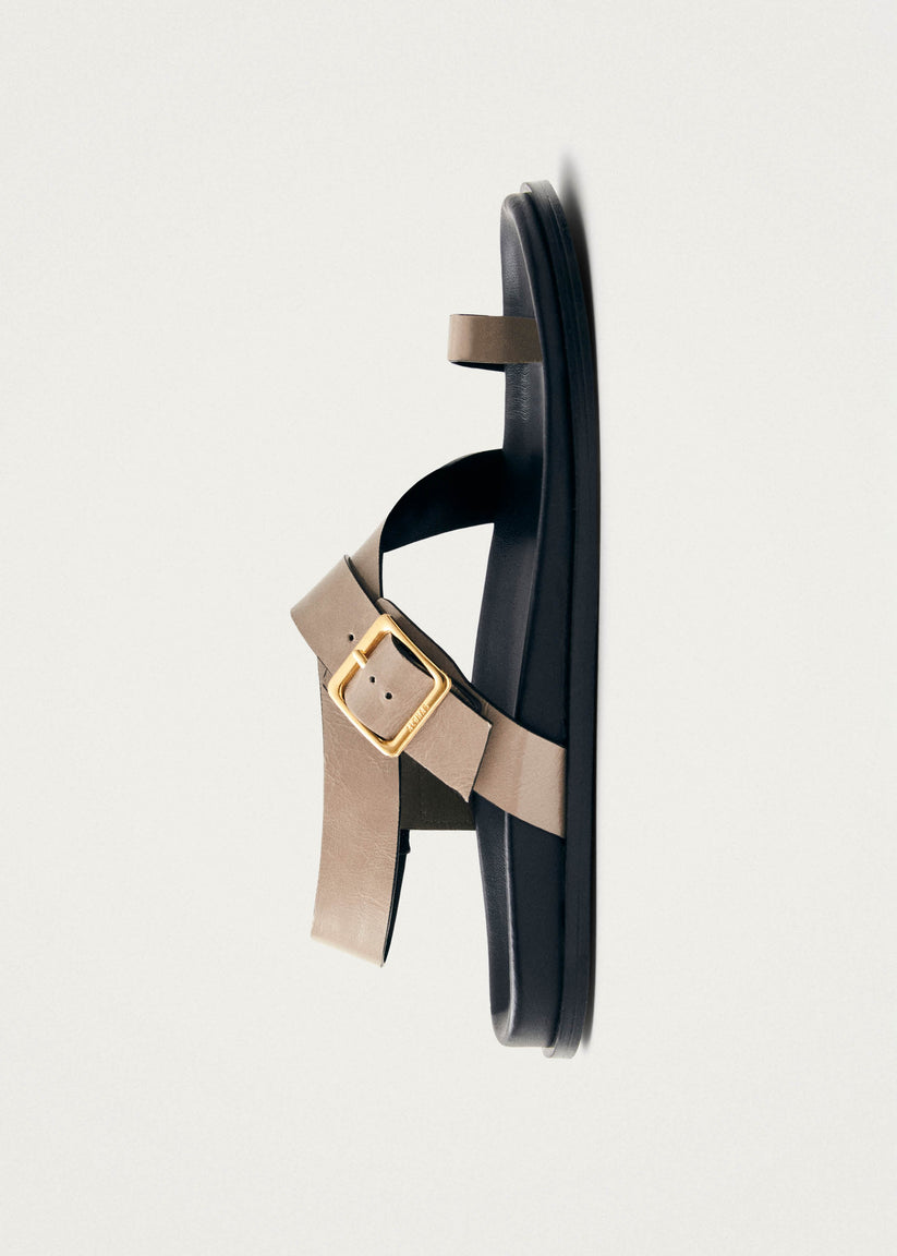 Alohas Siren Sandalias De Cuero Beige Con Piedra Ónix