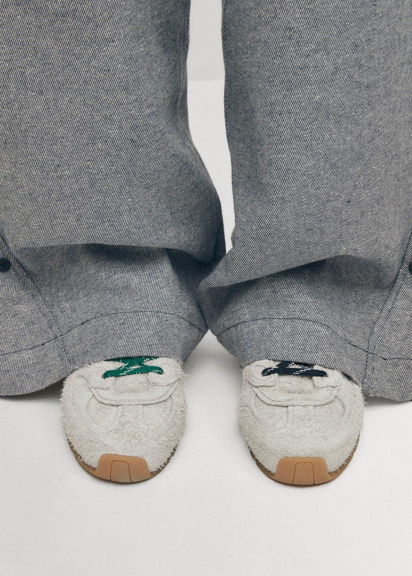 Alohas Tb.56 Suede Fuzzy Zapatillas De Cuero Gris Claro