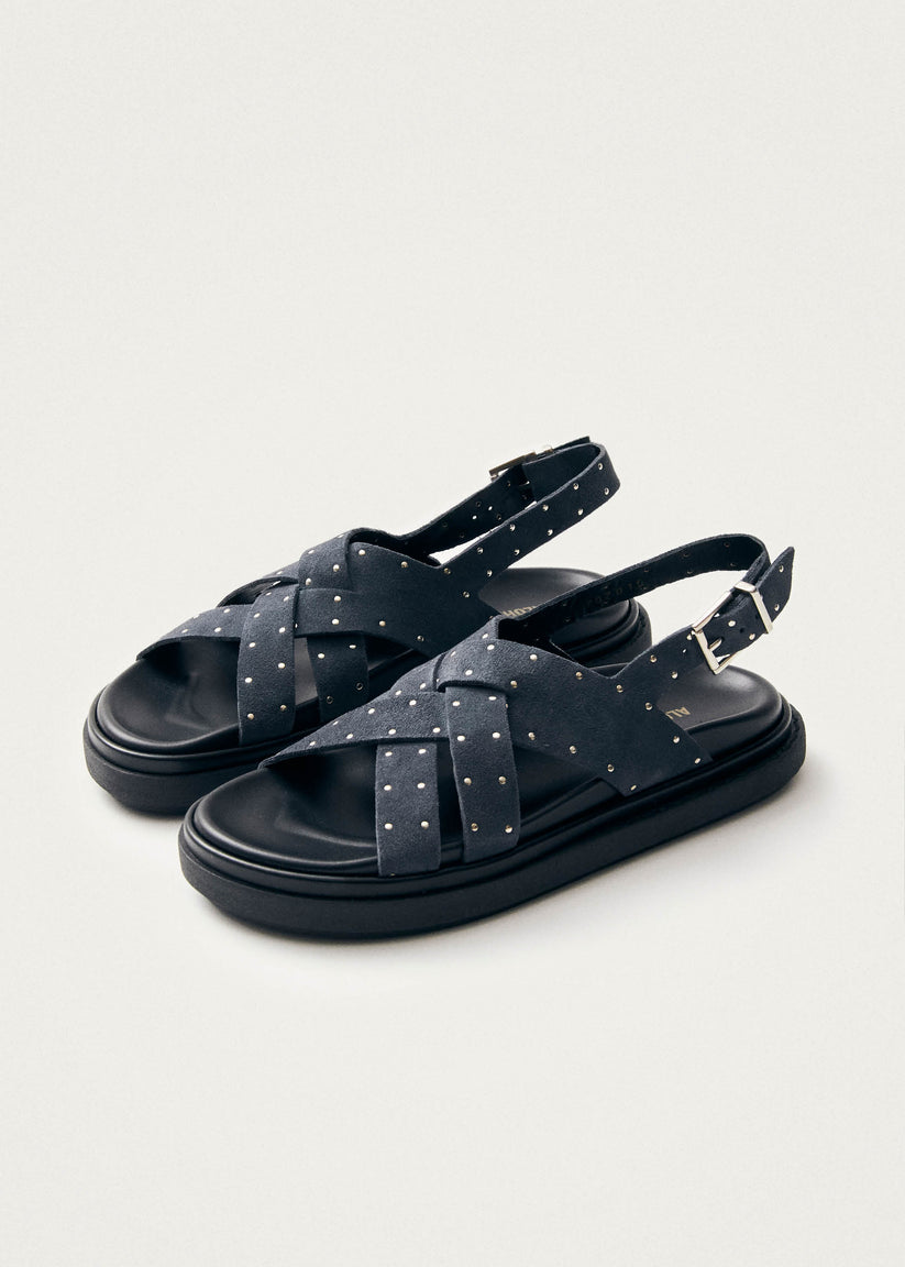 Alohas Trunca Sandalias De Cuero Ante Azul Con Estrellas