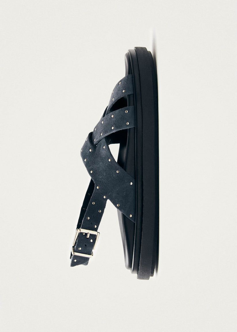 Alohas Trunca Sandalias De Cuero Ante Azul Con Estrellas