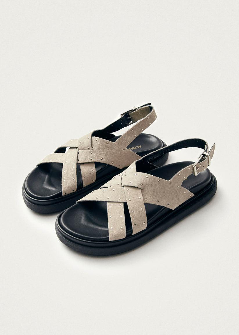 Alohas Trunca Sandalias De Cuero Ante Con Studs Color Beige