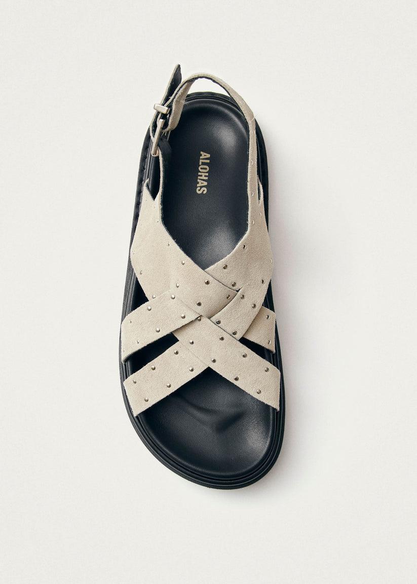 Alohas Trunca Sandalias De Cuero Ante Con Studs Color Beige