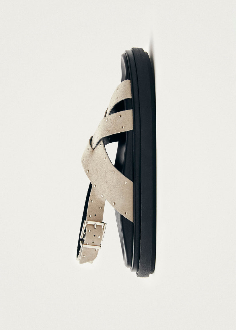 Alohas Trunca Sandalias De Cuero Ante Con Studs Color Beige