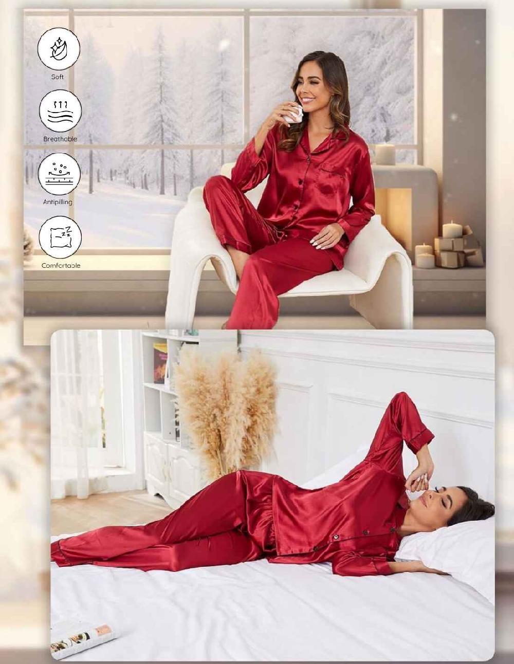 Anaissa Conjunto De Pijama De Seda Natural Para Mujer 2 Piezas Con Botones Delanteros Chanel
