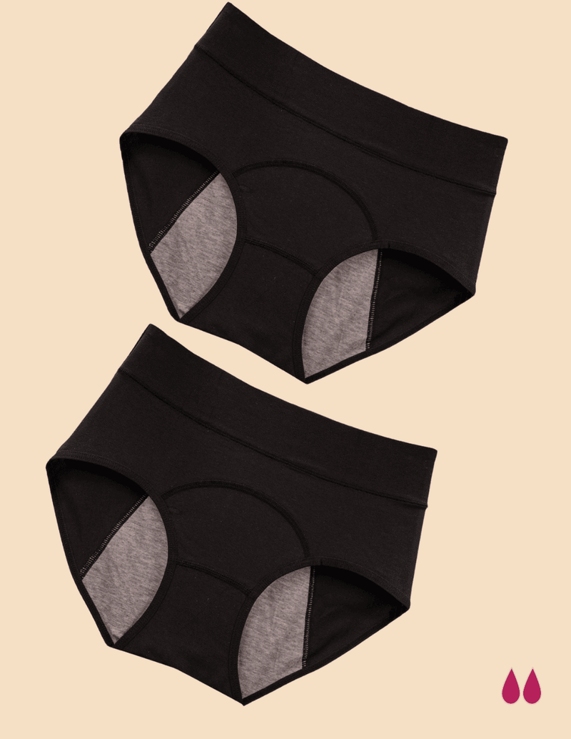 Anaissa Pack 2 bragas menstruales de algodón para incontinencias leves a prueba de fugas Indy