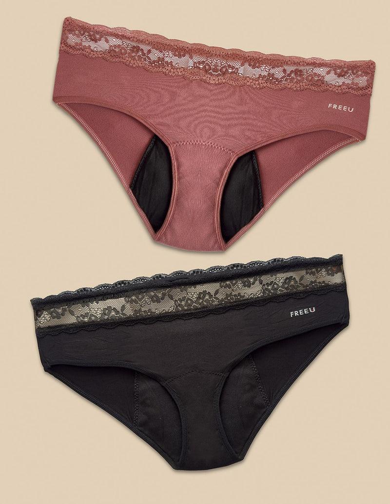 Anaissa Pack 2 Bragas menstruales reutilizables fabricadas en bambú flujo abundante Lola