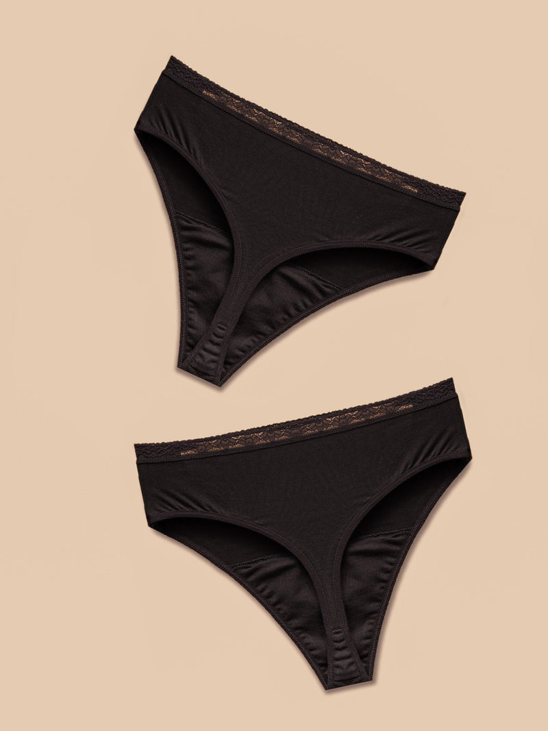 Anaissa Pack 2 tangas menstruales reutilizables de algodón flujo ligero a moderado Chantell