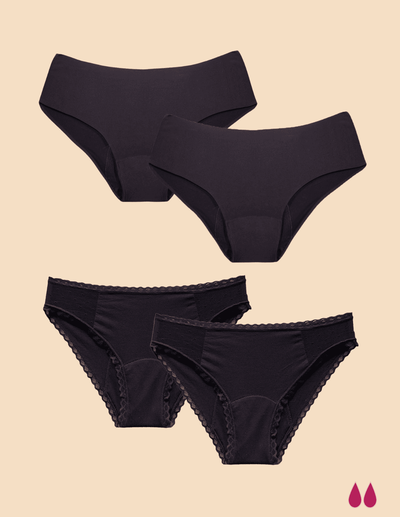 Anaissa Pack 4 Bragas menstruales invisibles para flujo o incontinencias moderado Berta