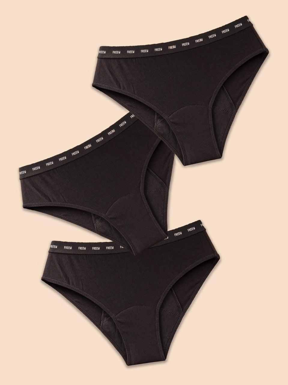 Anaissa Pack de 3 Bragas menstruales flujo moderado para niñas Logos FreeU