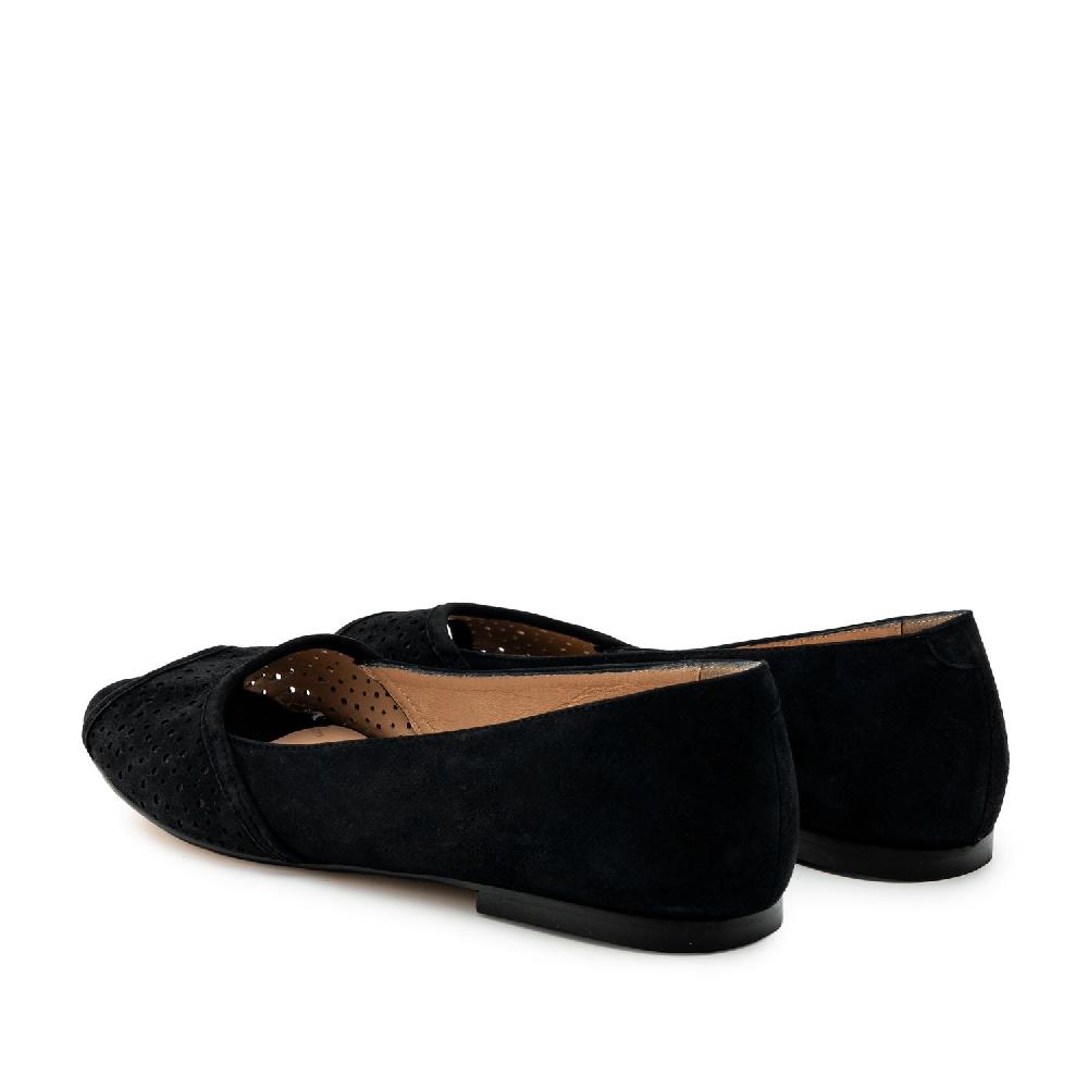 Andres Machado Bailarina Peep Toe Ante Negro