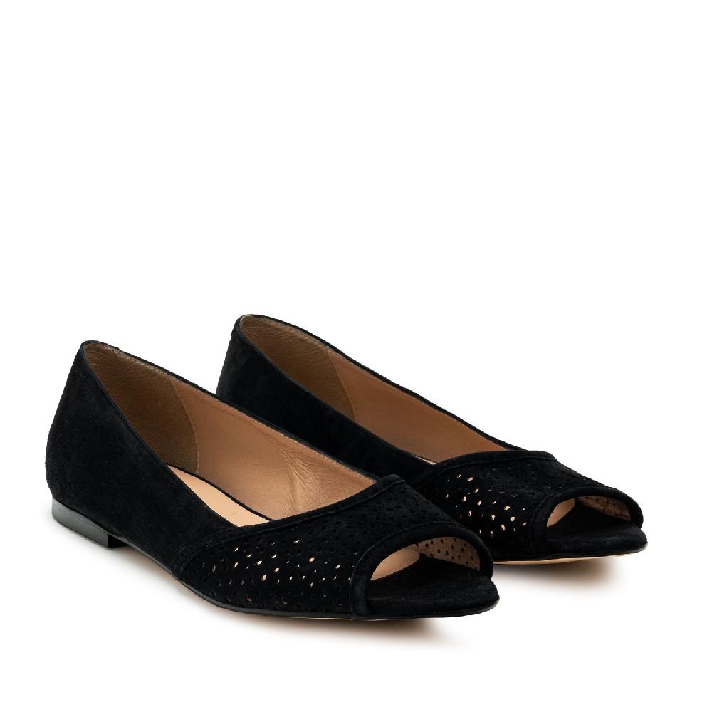 Andres machado Bailarina peep toe ante negro