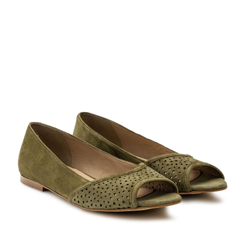 Andres machado Bailarina peep toe ante verde