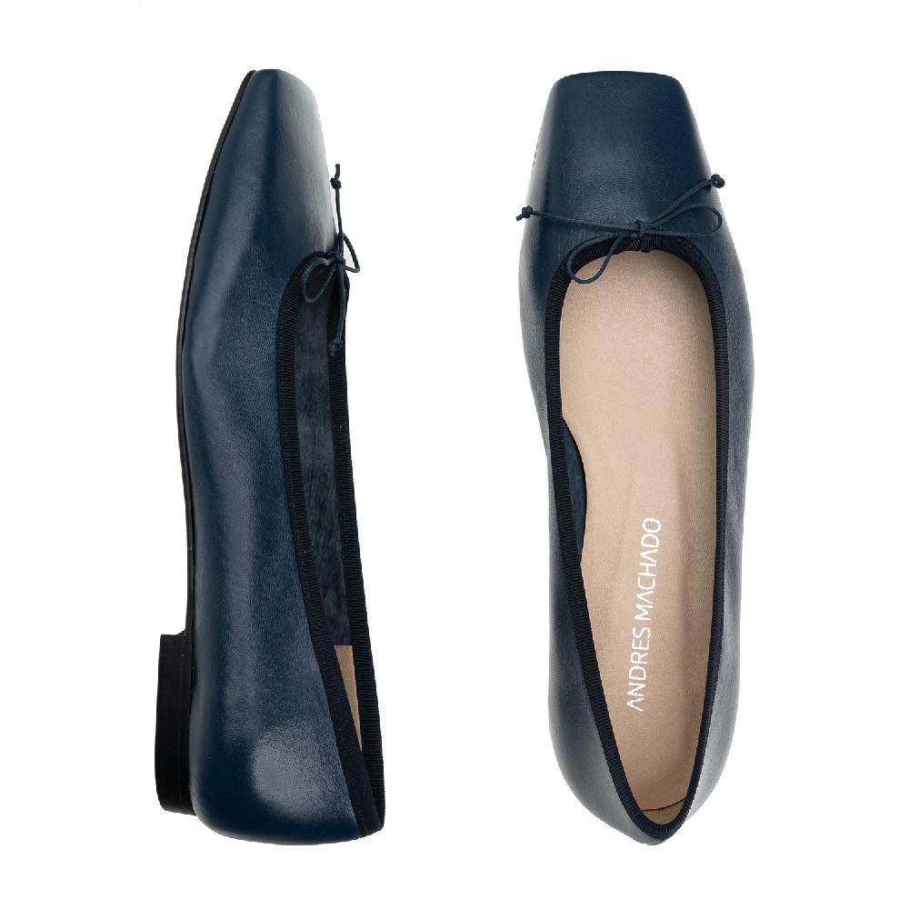 Andres Machado Bailarina Plana En Piel Azul