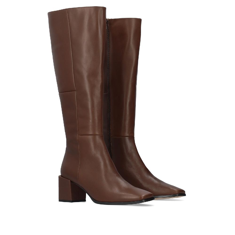 Andres machado Bota alta en piel de color Marrón