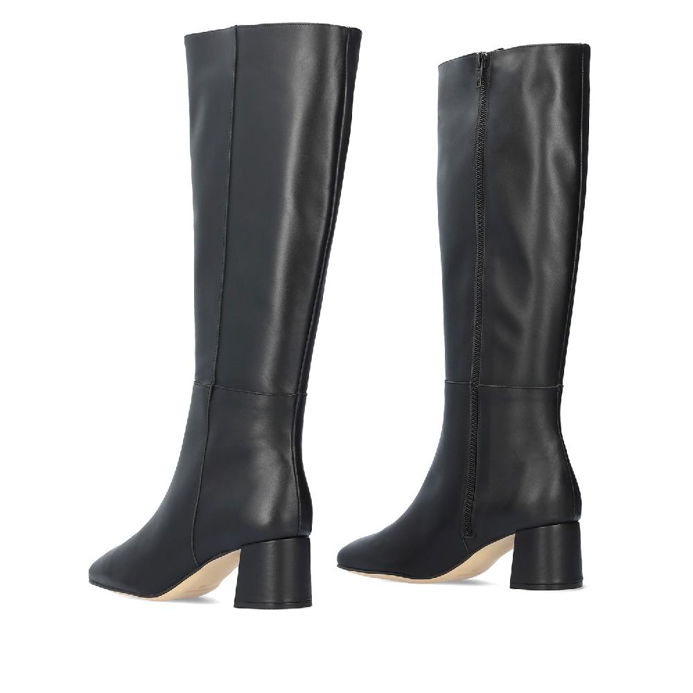 Andres Machado Bota Alta En Piel De Color Negro