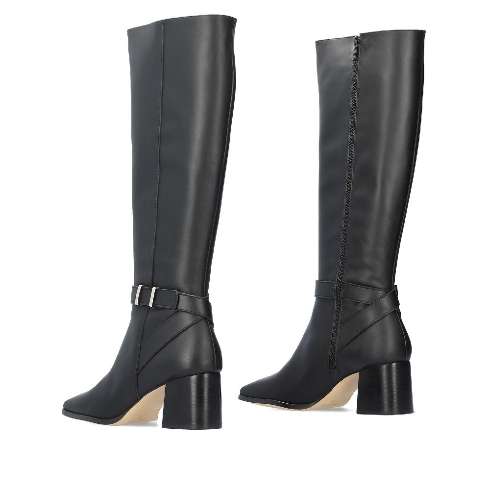 Andres Machado Bota Alta En Piel De Color Negro