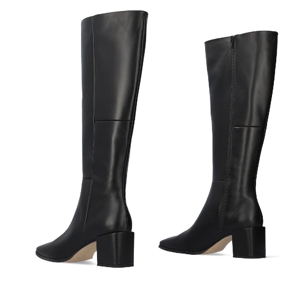 Andres Machado Bota Alta En Piel De Color Negro