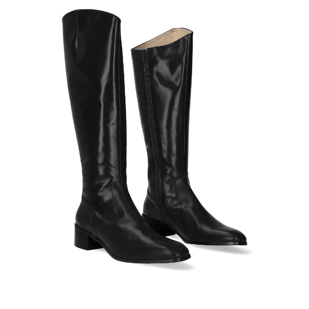 Andres machado Bota alta tacón en piel negro