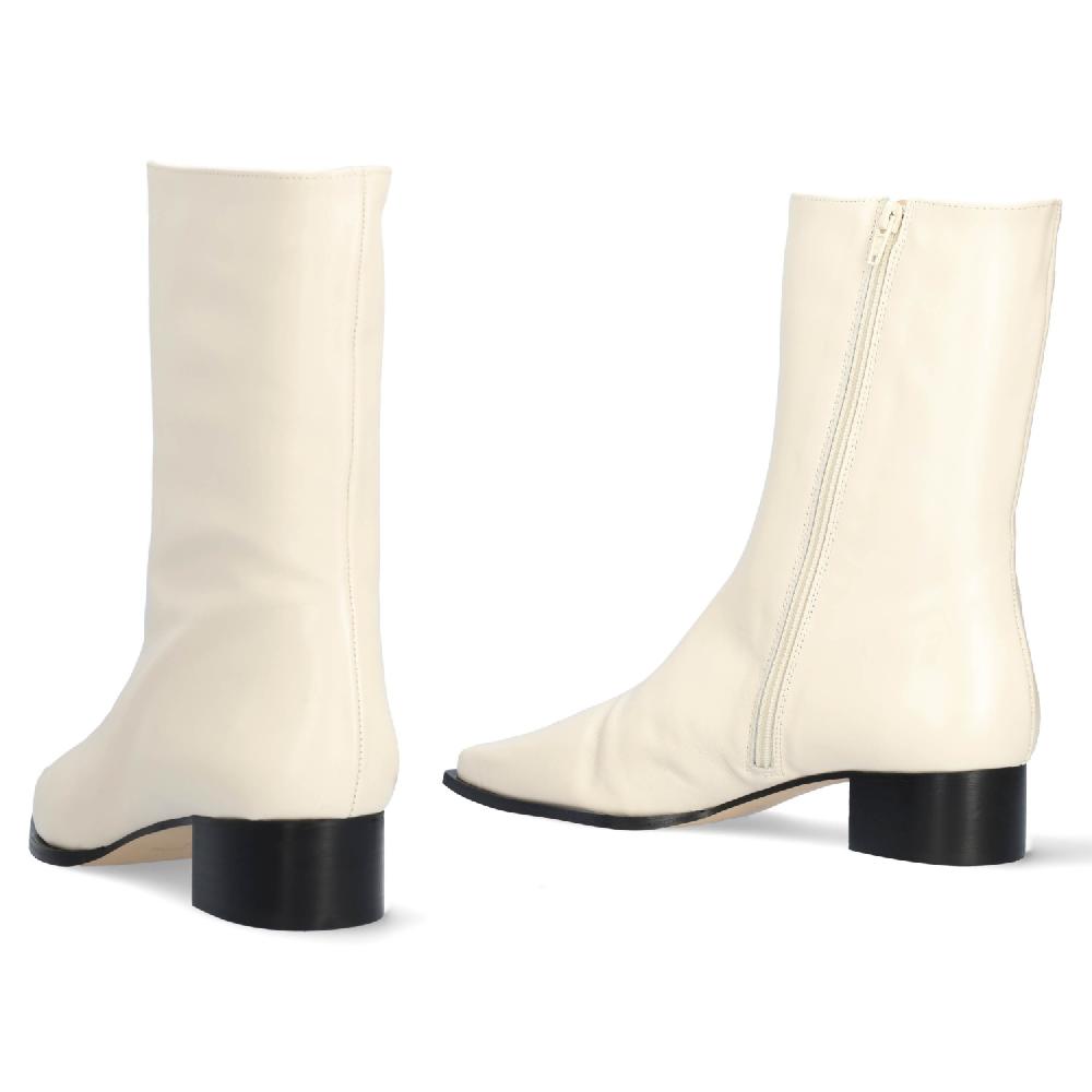 Andres Machado Botín Tacón En Piel De Color Hielo