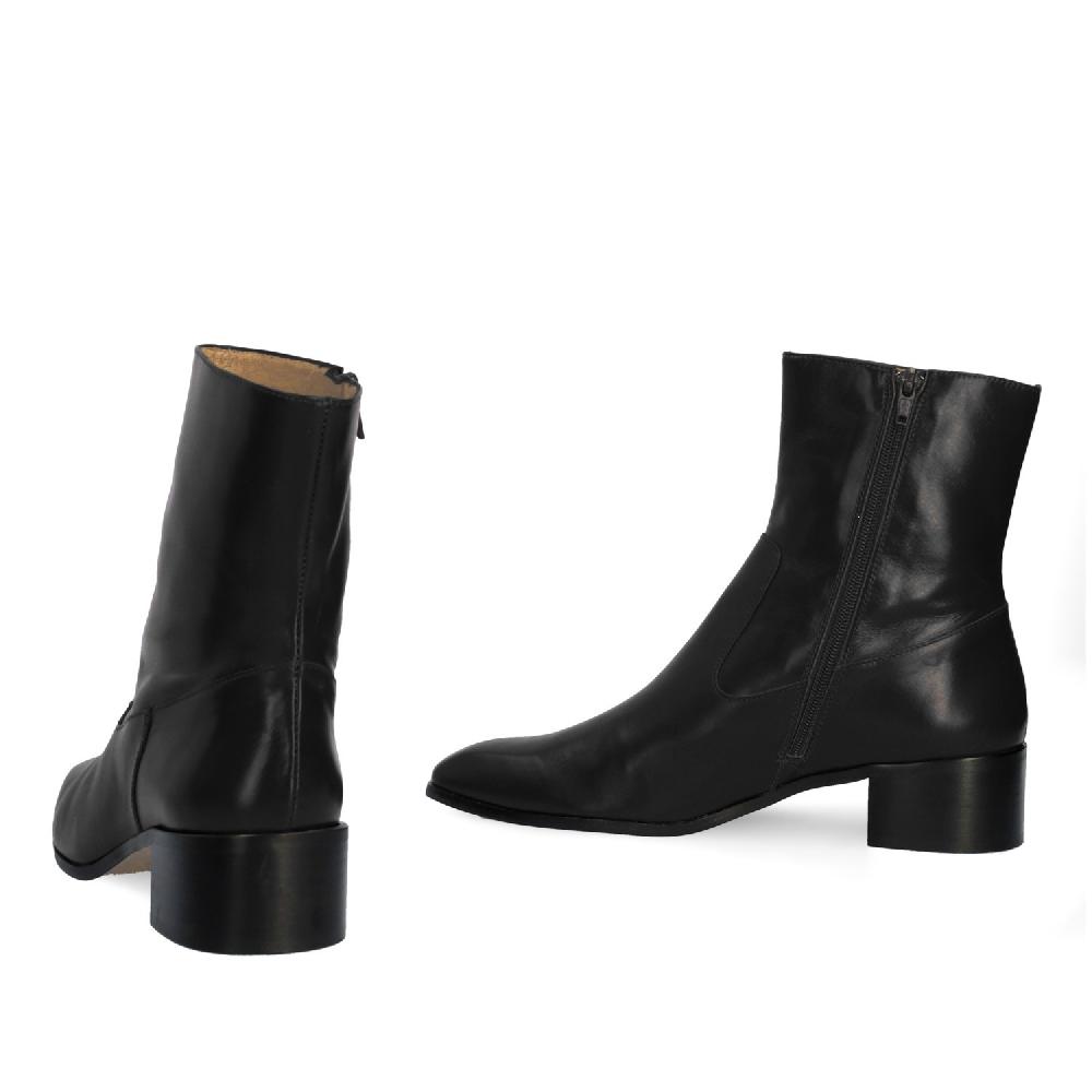 Andres Machado Botín Tacón En Piel Negro