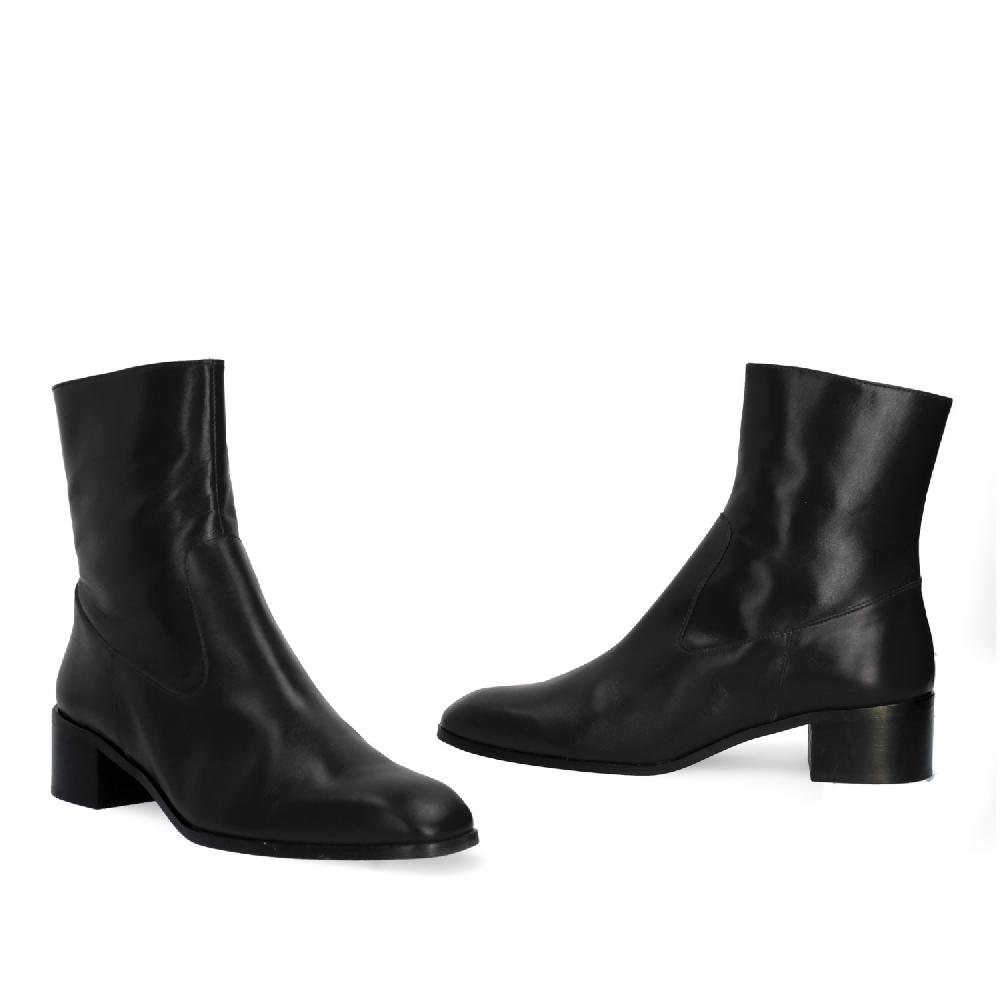 Andres Machado Botín Tacón En Piel Negro