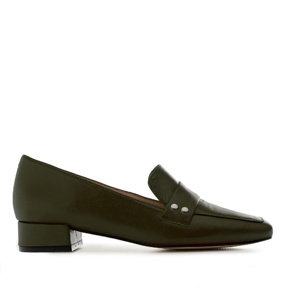 Andres Machado Mocasí­n En Piel De Color Kaki