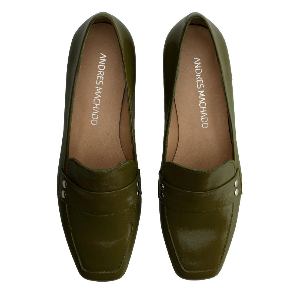 Andres Machado Mocasí­n En Piel De Color Kaki