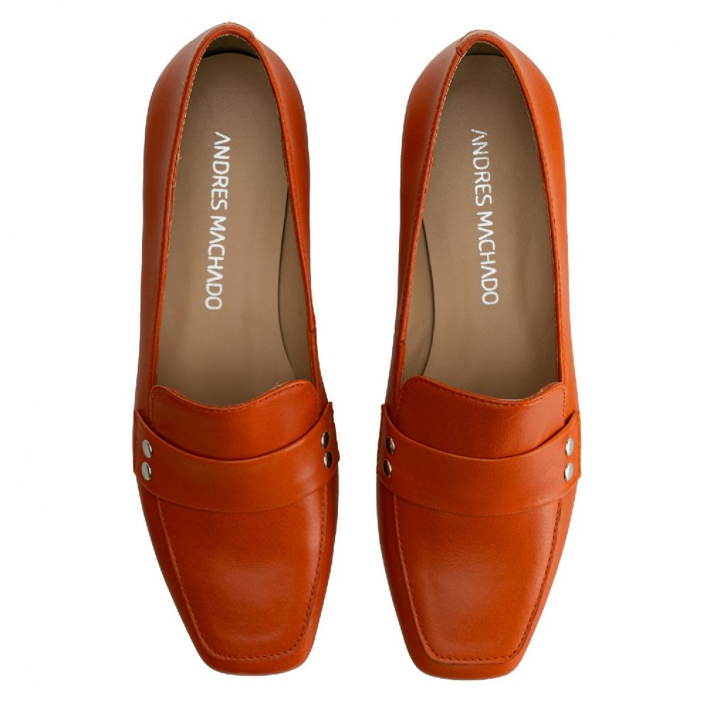 Andres Machado Mocasín En Piel De Color Teja
