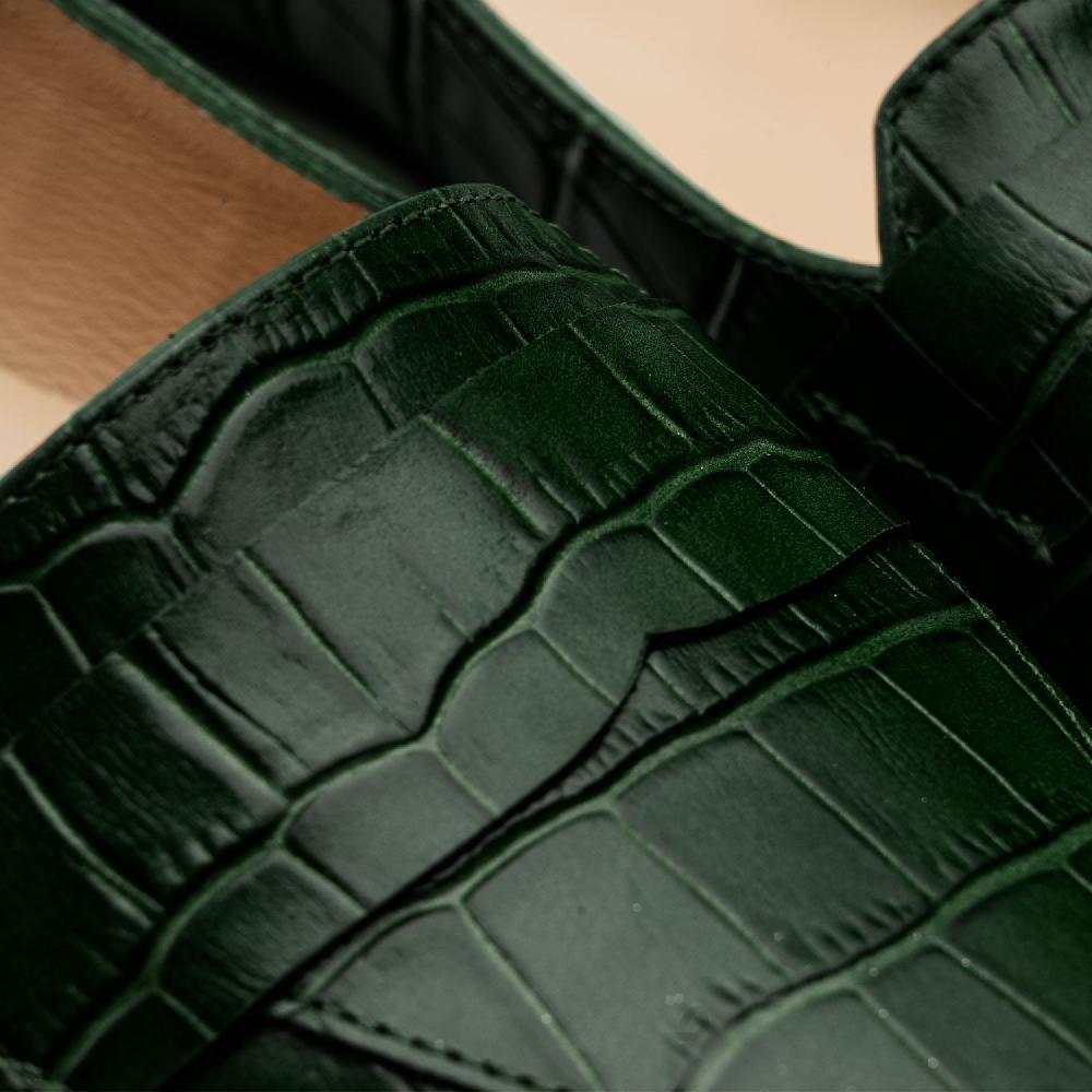 Andres Machado Mocasín Piel Punta Coco Verde