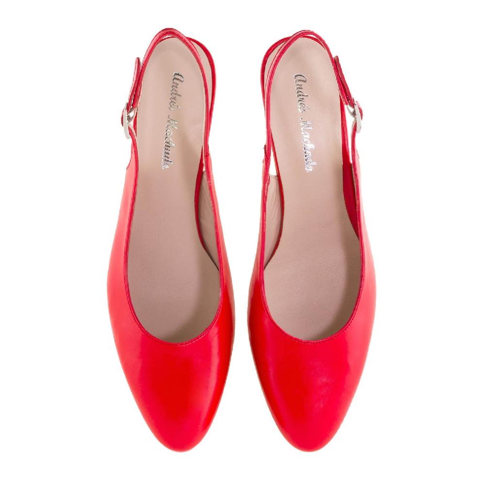 Andres Machado Salon Destalonado En Piel Napa Rojo