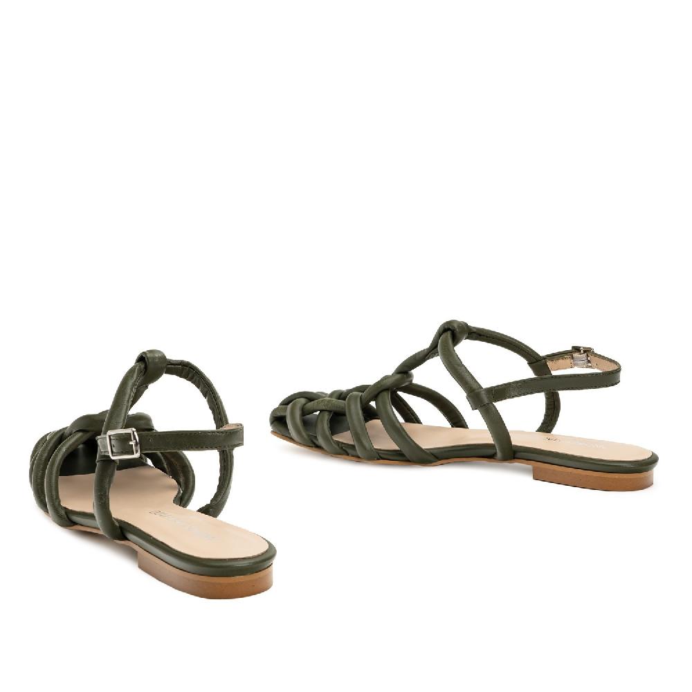 Andres Machado Sandalia Cangrejera En Piel Kaki