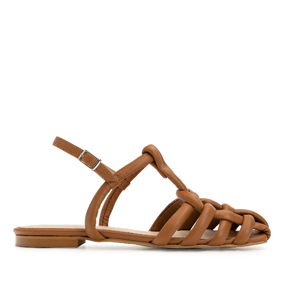 Andres Machado Sandalia Cangrejera En Piel Marrón