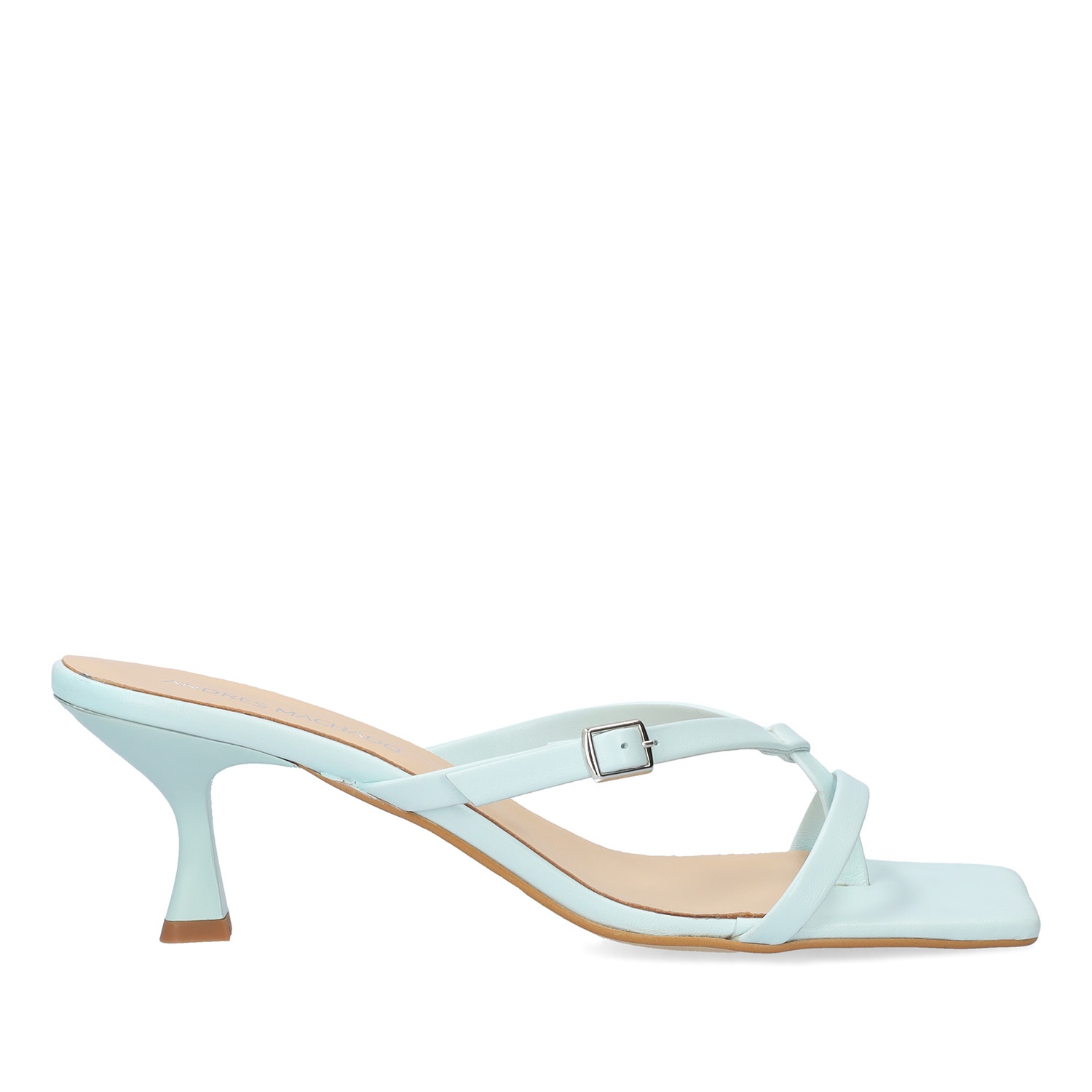 Andres Machado Sandalia Con Tacón En Piel Azul