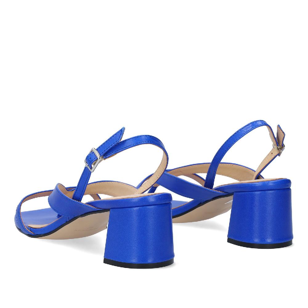 Andres Machado Sandalia Con Tacón En Piel Azul