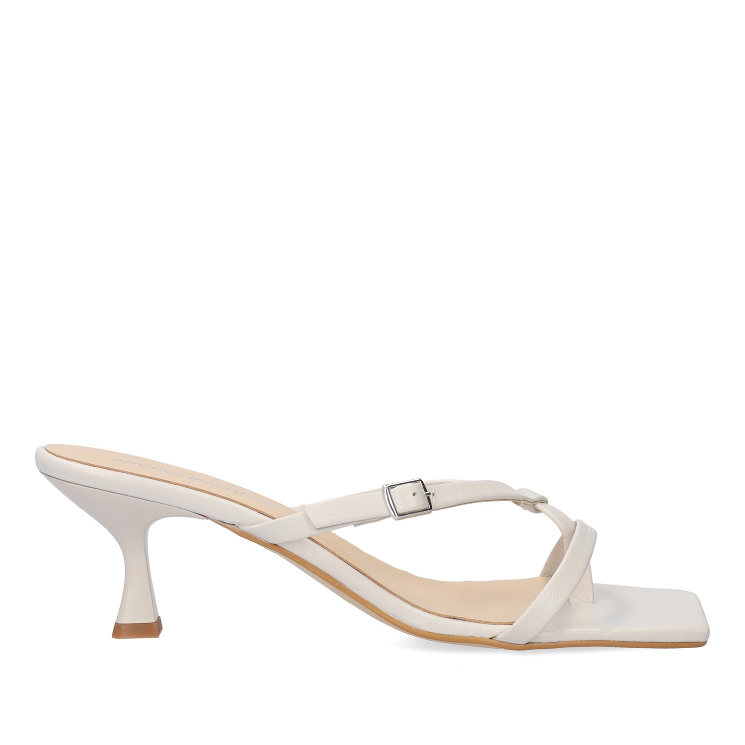 Andres Machado Sandalia Con Tacón En Piel Gris