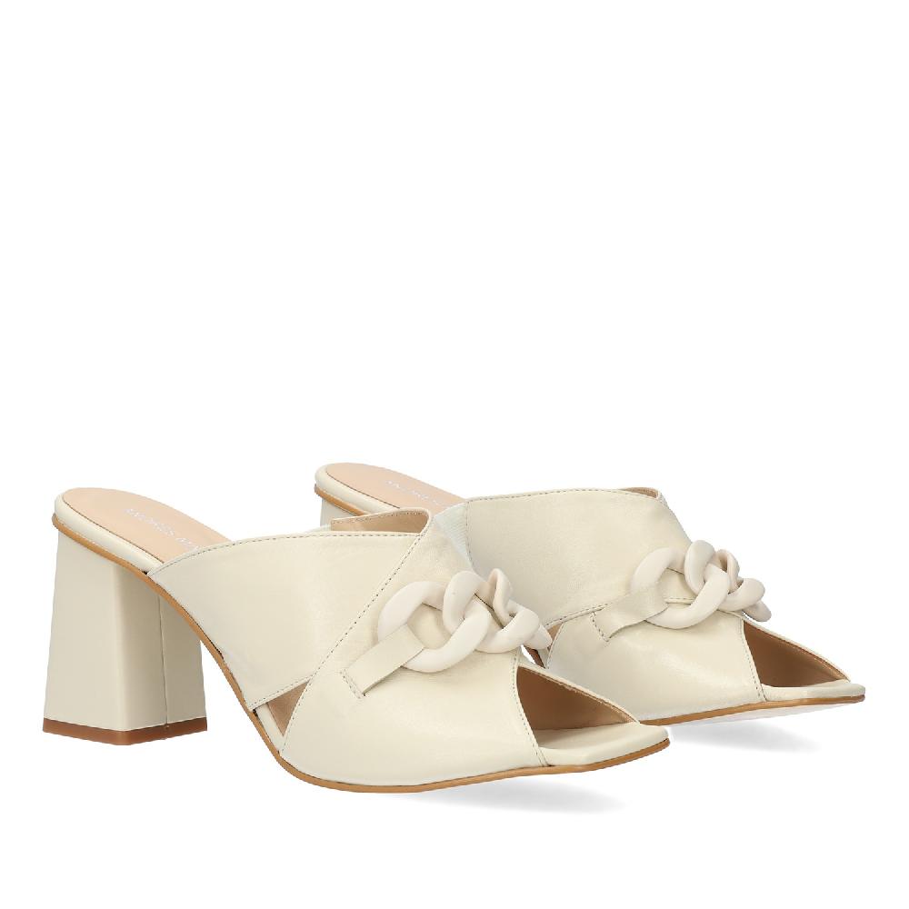 Andres machado Sandalia con tacón en piel Hielo