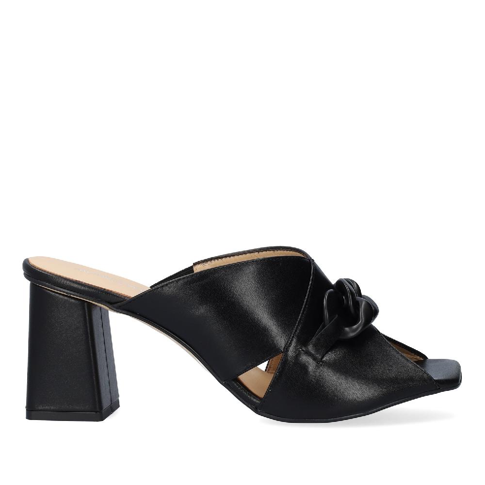 Andres Machado Sandalia Con Tacón En Piel Negro