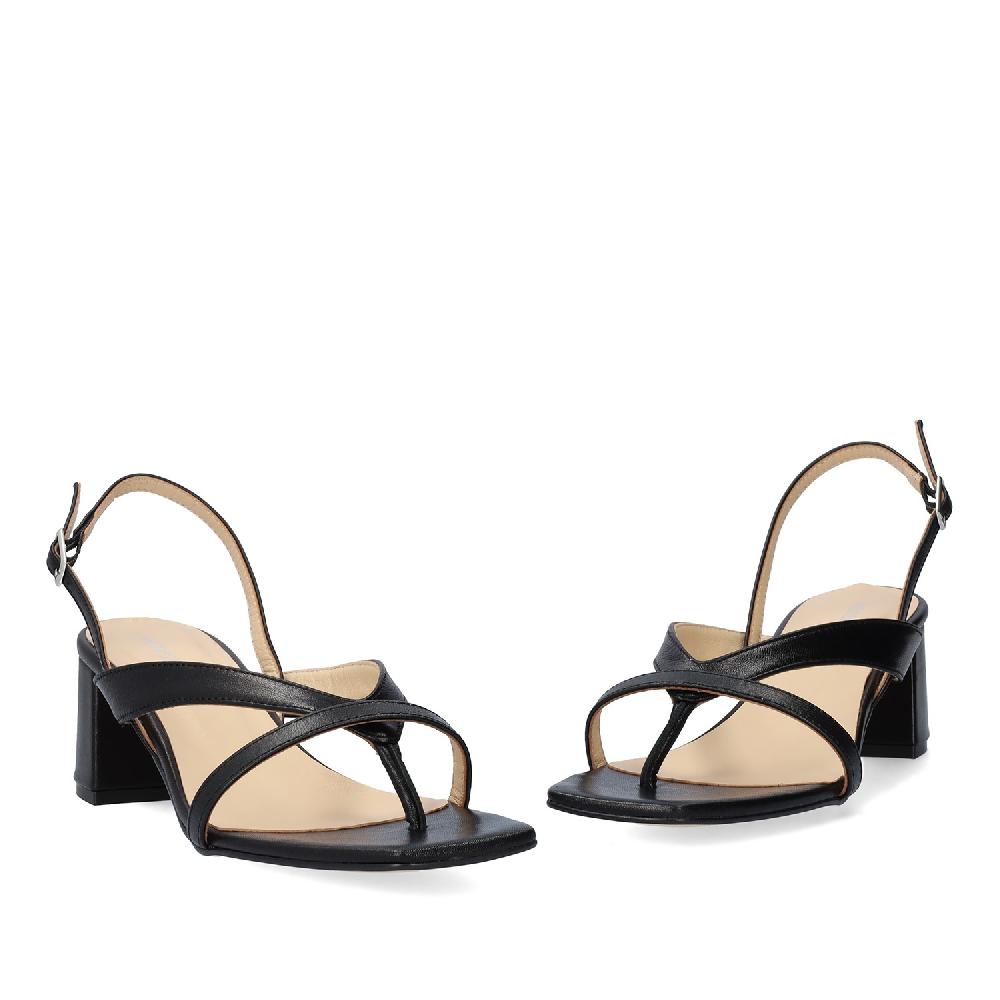 Andres Machado Sandalia Con Tacón En Piel Negro