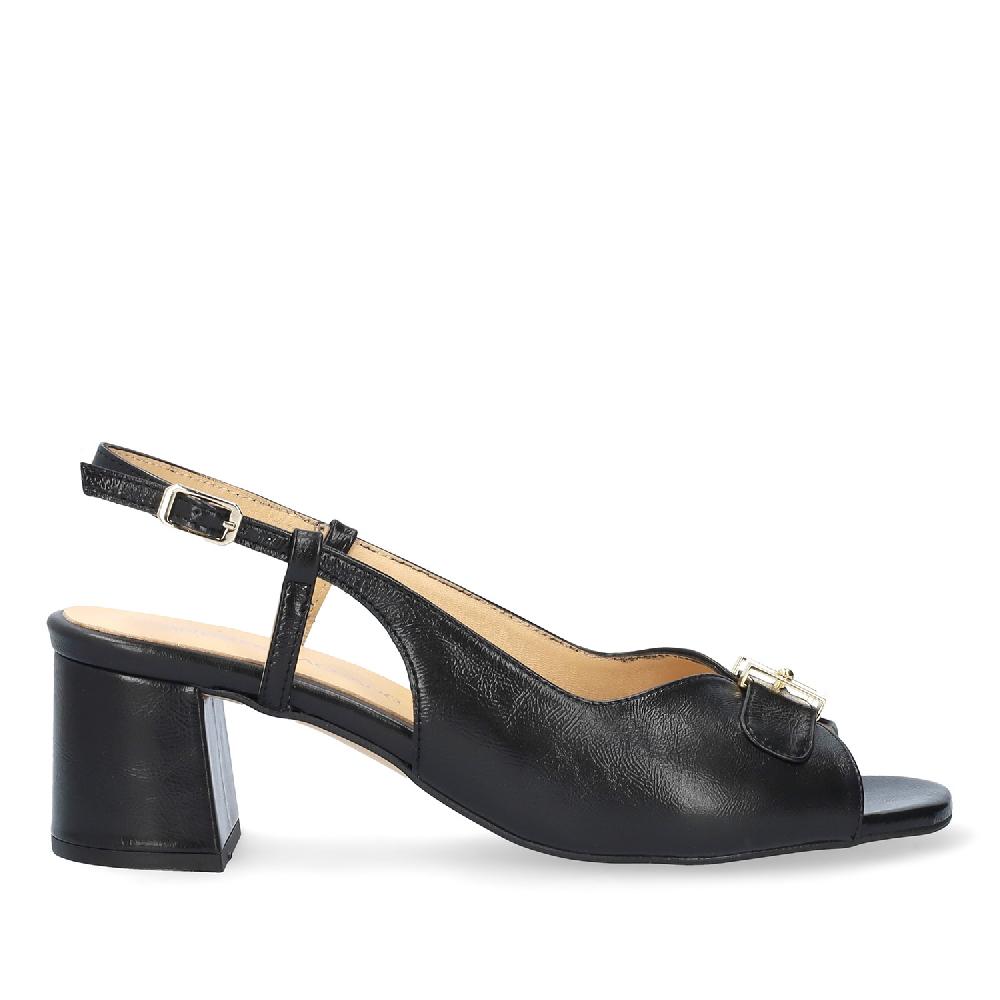 Andres Machado Sandalia Con Tacón En Piel Negro