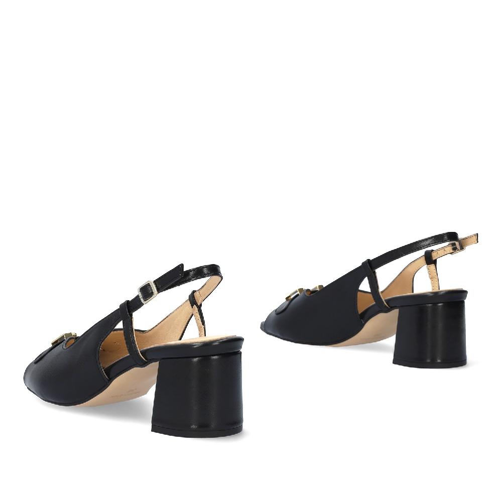 Andres Machado Sandalia Con Tacón En Piel Negro