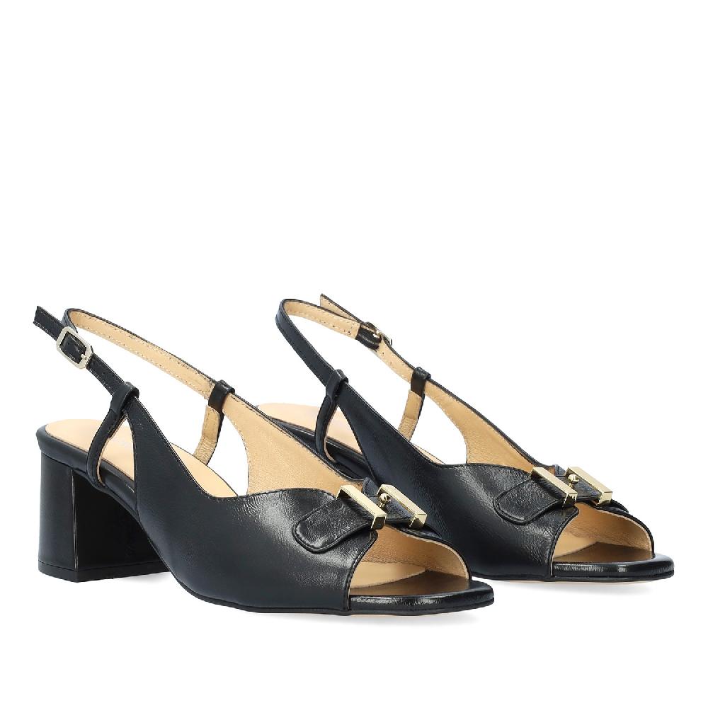 Andres machado Sandalia con tacón en piel negro