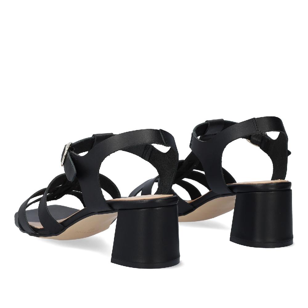 Andres Machado Sandalia Con Tacón En Piel Negro