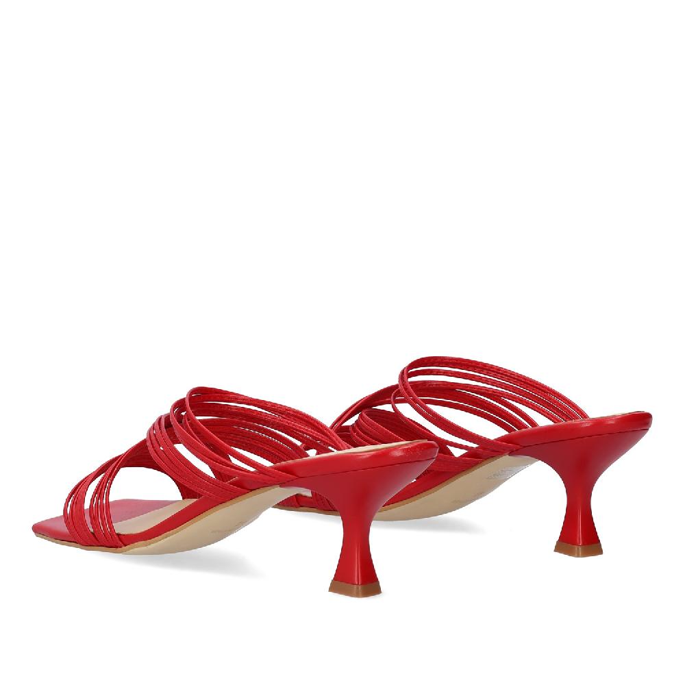 Andres Machado Sandalia Con Tacón En Piel Rojo