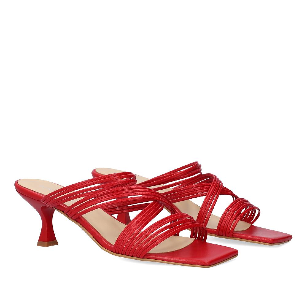 Andres machado Sandalia con tacón en piel Rojo