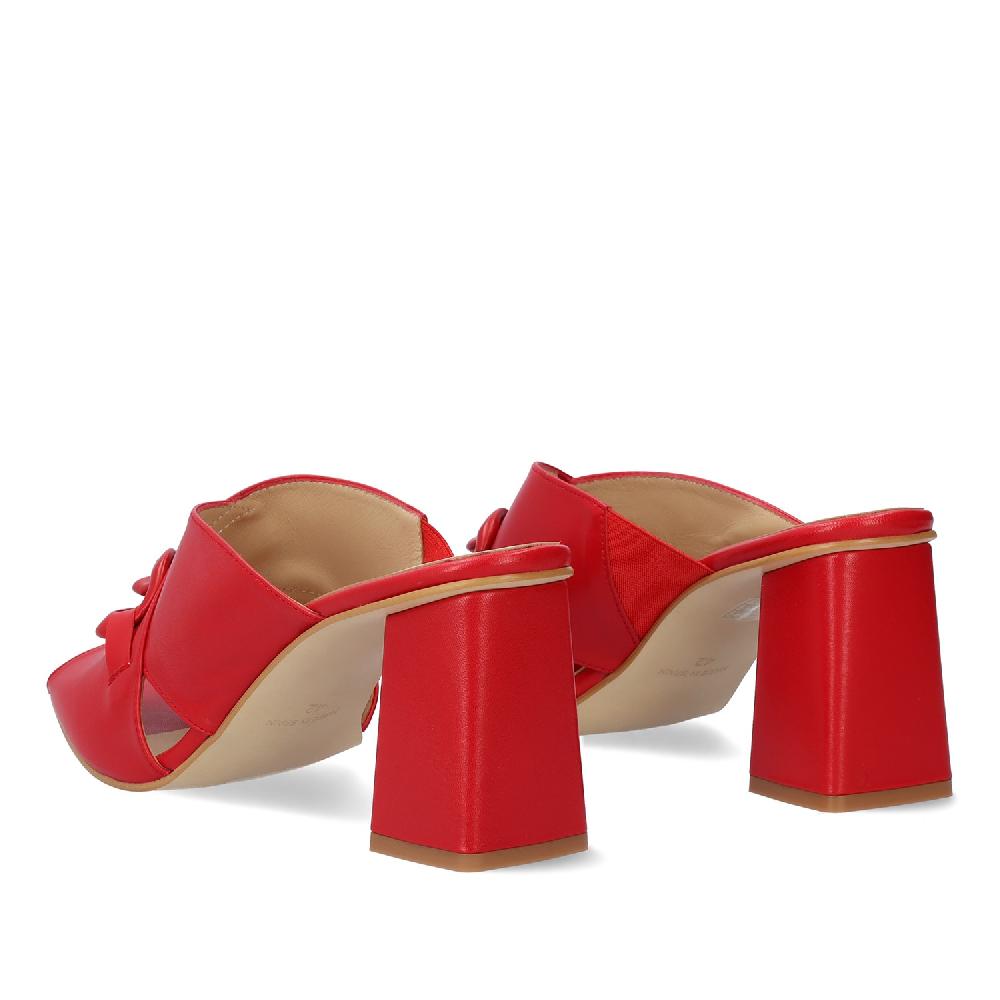 Andres Machado Sandalia Con Tacón En Piel Rojo